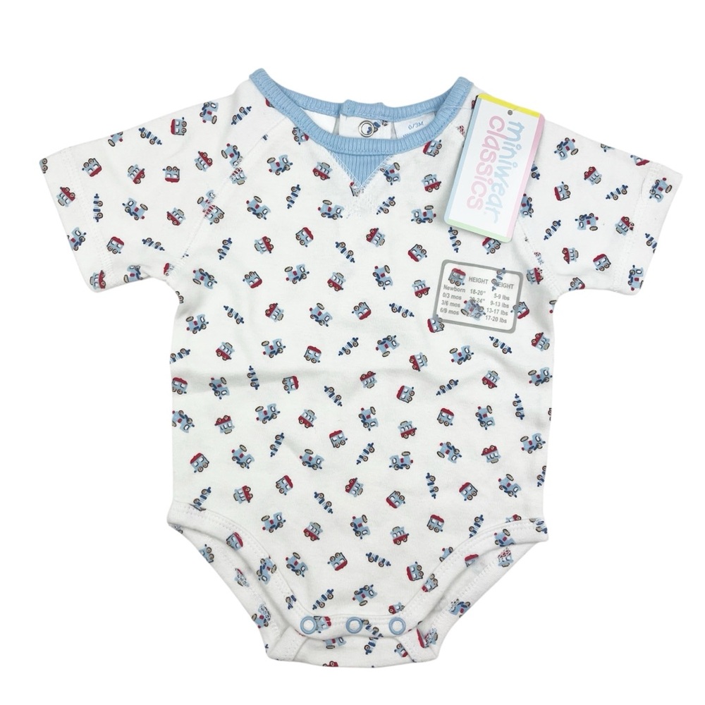 Vintage Miniwear Classic Bodysuit Train Print Size 0-3 Months